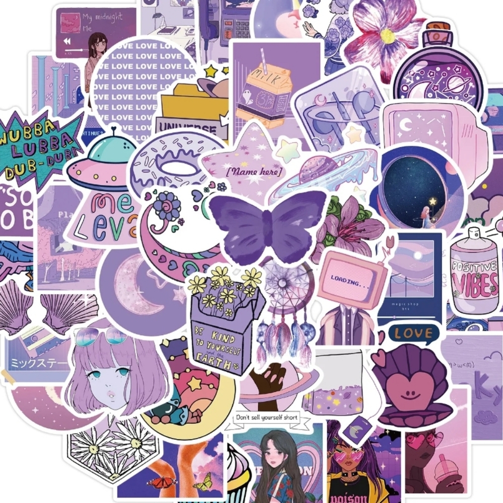 10pcs Purple Aesthetic Sticker Pack - Picture 5 of 11